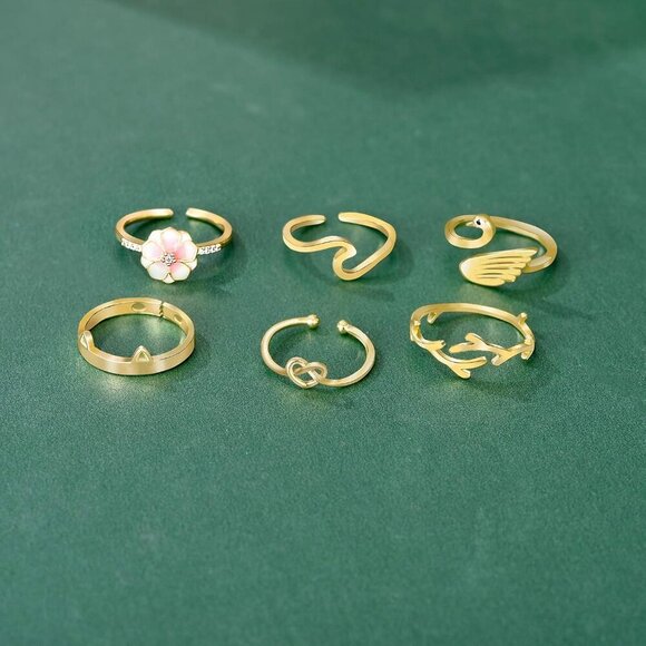 20 Pcs Adjustable Rings Set for Women - Finger Rings Pack Stackable Rings for Te - Picture 5 of 6